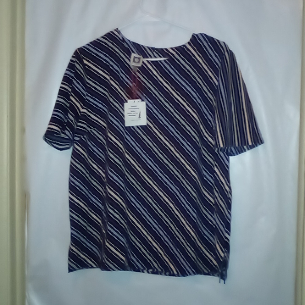 Women's Anne Klein Milano Stripe  Blouse, Large